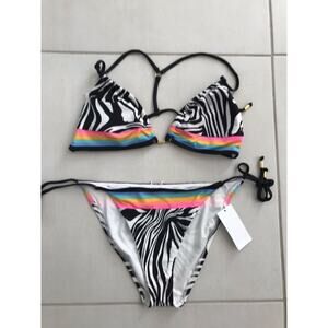 Sunshine 79 Psychedelic Zebra Triangle Top String Bikini Set